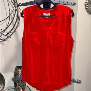 Calvin Klein Vibrant Red Sleeveless Blouse